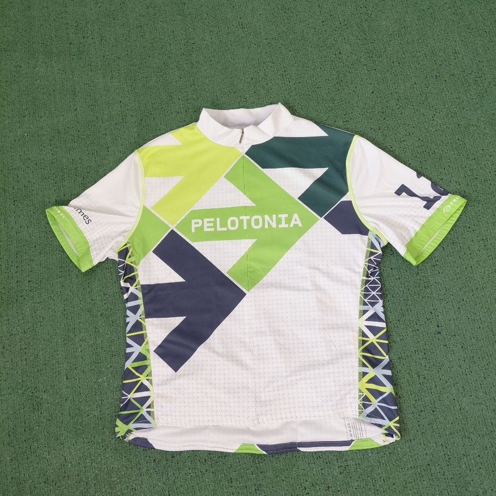 Primal Peltonia Arrows White & Green Cycling Jersey Sz Large